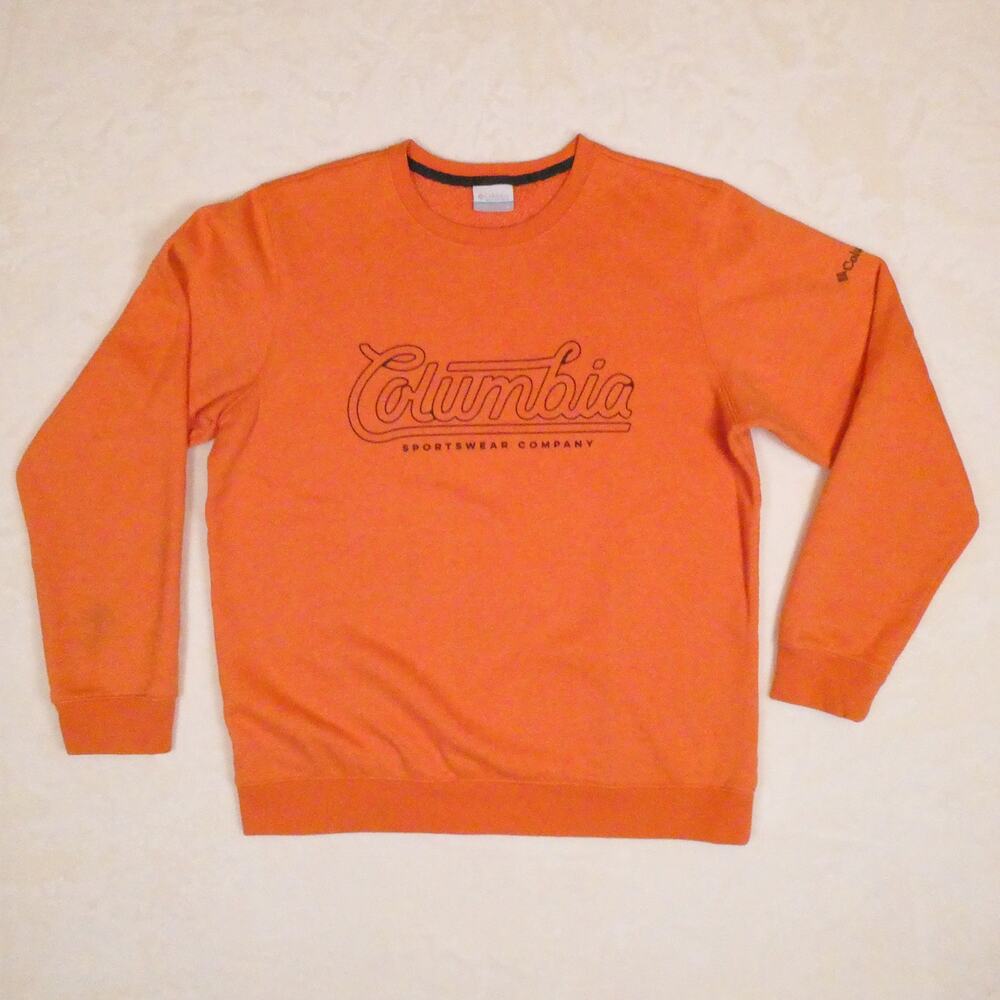 Columbia Orange Retro Logo Sweatshirt Size M Orange Crewneck Adventure Outdoors